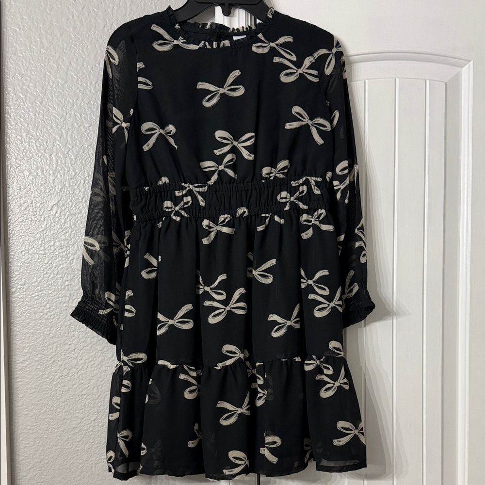 Carter's Black Dress with Bow Accents and sheer sleeves